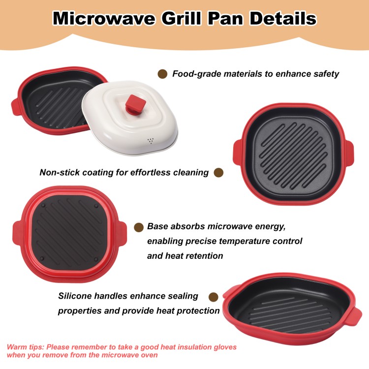 size and depth measurement of large capacity microwave grill pot