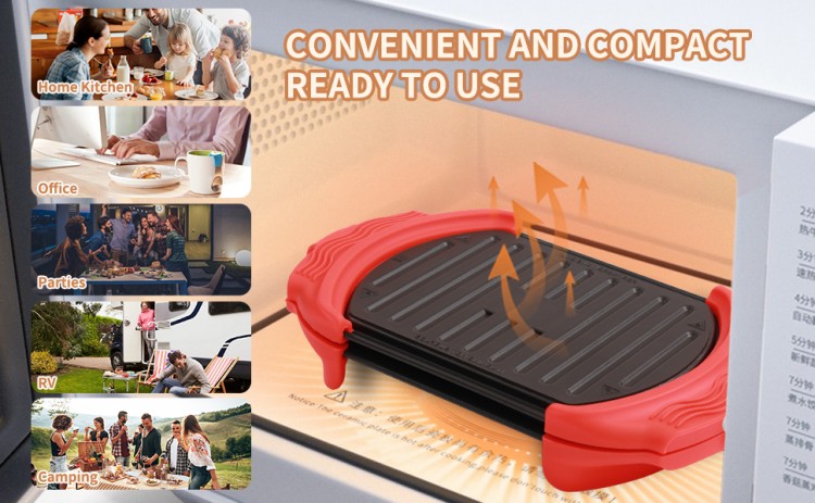 square microwave grill tray food-grade non-stick coating close-up detail