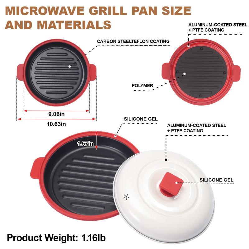 HeMaSe Microwave Grill Multi-Pot Side View - Steam Vent Lid Design with Anti-Scald Handles for Safe Microwave Cooking
