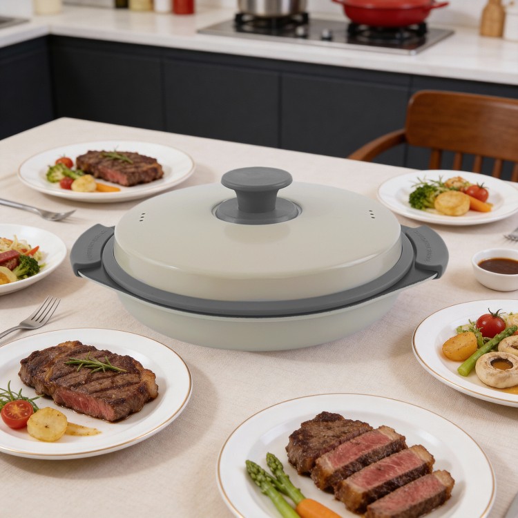 Mikrowellen-Grill-Multitopf für ölarmes Kochen und Essenszubereitung