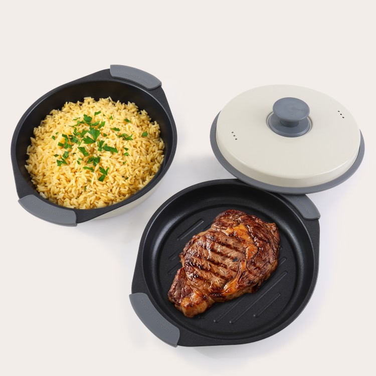Mikrowellen-Grill-Multitopf für ölarmes Kochen und Essenszubereitung